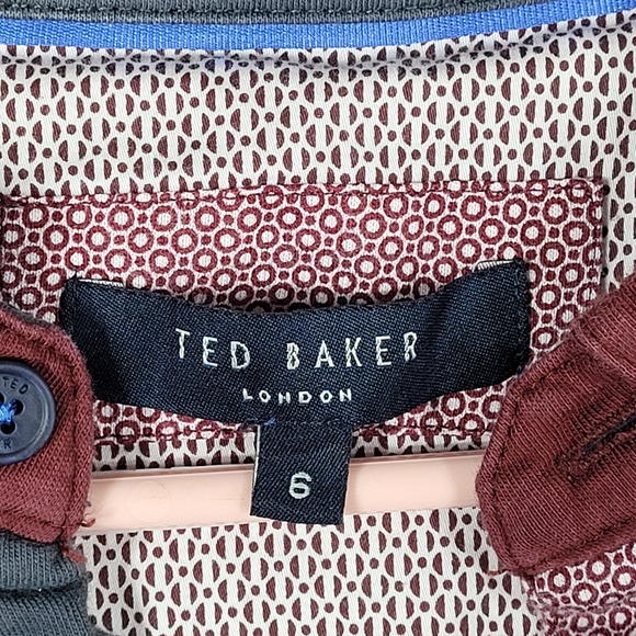 Ted Baker London Men's Polo Shirt Burgundy White Short Sleeve Size 6 US XL - Picture 5 of 8